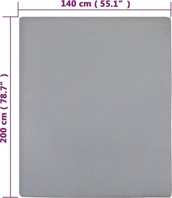 vidaXL Σετ 2 Σεντόνια, γκρι, 140x200 εκ., βαμβακερό ζέρσεϊ