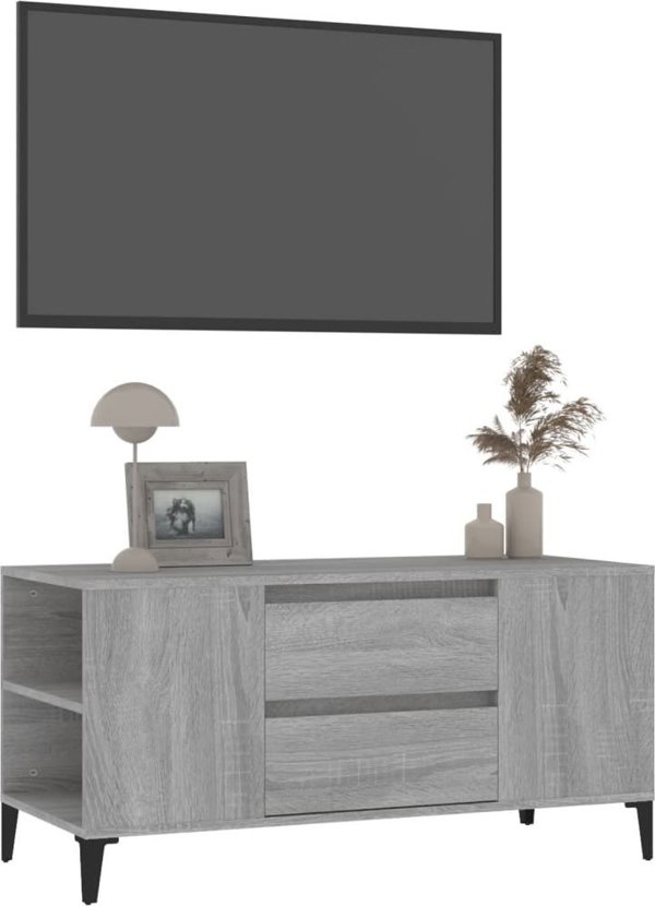 vidaXL Έπιπλο τηλεόρασης, γκρι δρυς Sonoma, 102x44,5x50 εκ.