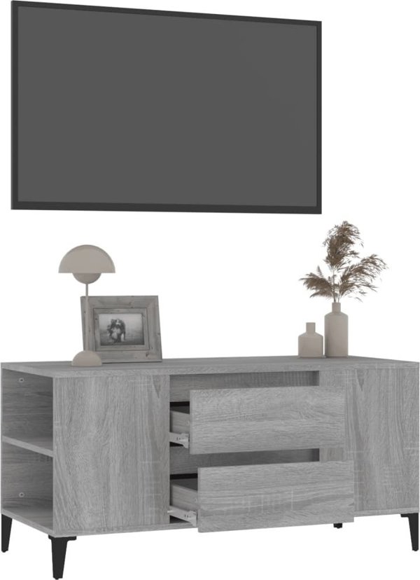 vidaXL Έπιπλο τηλεόρασης, γκρι δρυς Sonoma, 102x44,5x50 εκ.