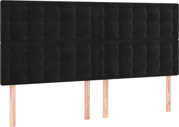 vidaXL Lozko kontynentalne z materacem i LED czarny aksamit 160x200 cm