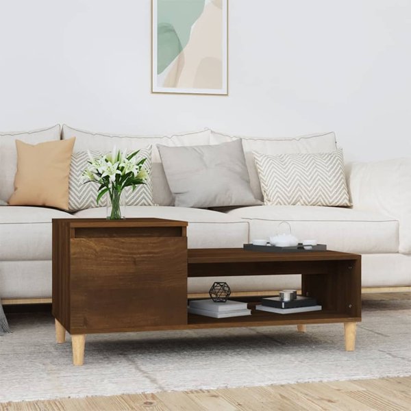vidaXL Τραπεζάκι καφέ καρυδί δρυς 100x50x45 cm από ξυλώδες υλικό