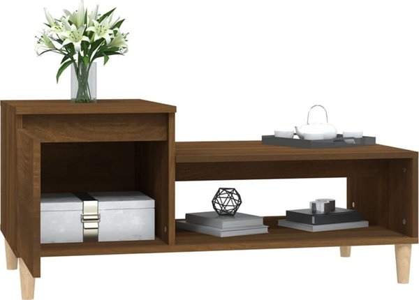 vidaXL Τραπεζάκι καφέ καρυδί δρυς 100x50x45 cm από ξυλώδες υλικό