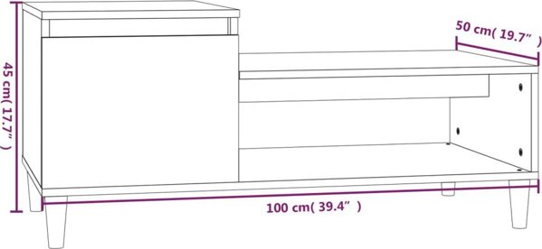 vidaXL Τραπεζάκι καφέ καρυδί δρυς 100x50x45 cm από ξυλώδες υλικό