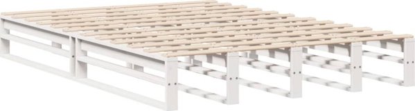 vidaXL Κρεβάτι με ράφι, χωρίς στρώμα, λευκό, 160x200 εκ., ξύλο μασίφ