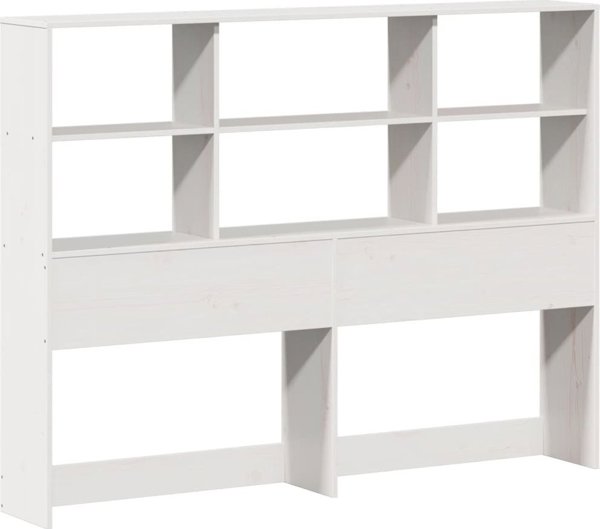 vidaXL Κρεβάτι με ράφι, χωρίς στρώμα, λευκό, 160x200 εκ., ξύλο μασίφ