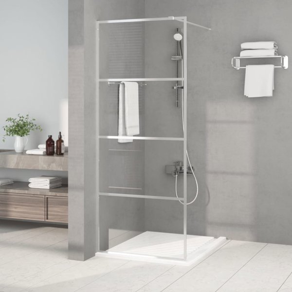 vidaXL Ασημί διαχωριστικό ντουζιέρας, 80x195 cm, διάφανο γυαλί ESG