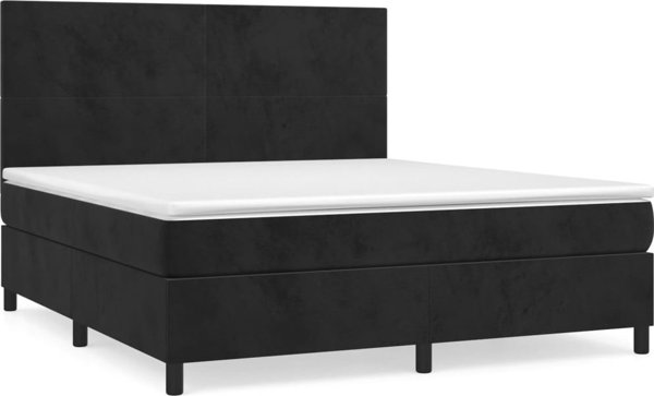 vidaXL Λύκνο Κρεβάτι Continental με Στρώμα, Μαύρο, 180x200 cm, Βελούδο