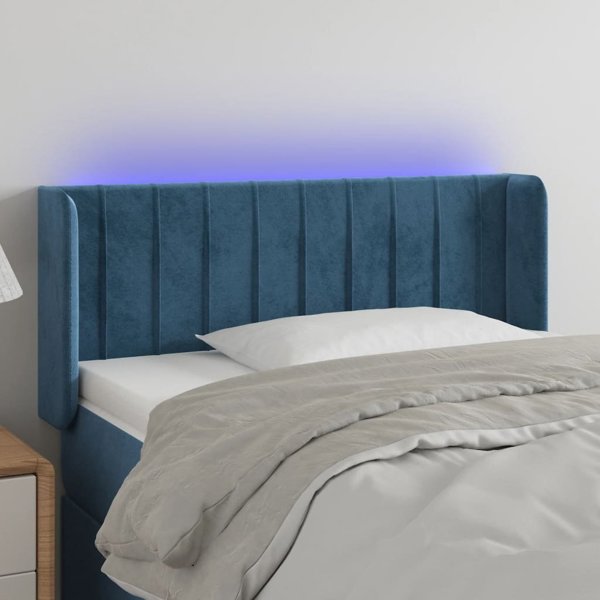 vidaXL Κεφαλάρι κρεβατιού με LED, σκούρο μπλε, 93x16x78/88 εκ., βελούδινο