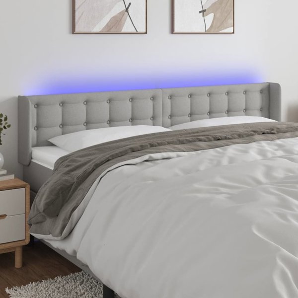 vidaXL Zaglowek do lozkou me LED, ashnogri, 203x16x78/88 cm, yfasma