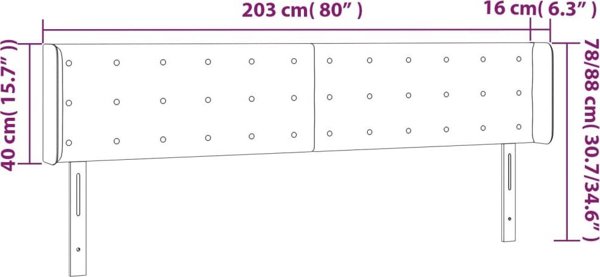 vidaXL Zaglowek do lozkou me LED, ashnogri, 203x16x78/88 cm, yfasma