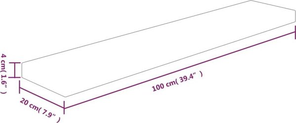 vidaXL Polka, 100x20x4 cm, surowe lite drewno debowe