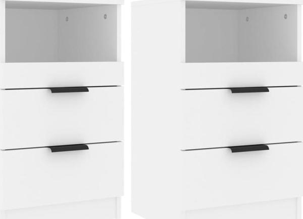 Σετ 2 κομοδίνων vidaXL λευκό, υλικό ξύλου