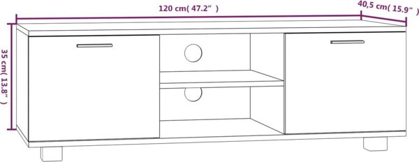 vidaXL Έπιπλο TV, λευκό, 120x40,5x35 cm, από ξύλινο υλικό
