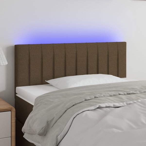 vidaXL Κεφαλάρι κρεβατιού με LED, σκούρο καφέ, 80x5x78/88 cm, υφασμάτινο