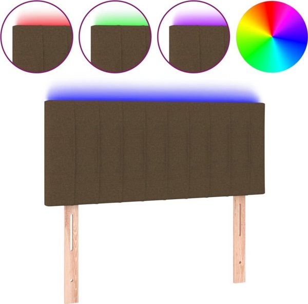 vidaXL Κεφαλάρι κρεβατιού με LED, σκούρο καφέ, 80x5x78/88 cm, υφασμάτινο