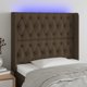 vidaXL Κεφαλάρι κρεβατιού με LED, σκούρο καφέ, 93x16x118/128 cm, ύφασμα