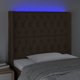 vidaXL Κεφαλάρι κρεβατιού με LED, σκούρο καφέ, 93x16x118/128 cm, ύφασμα