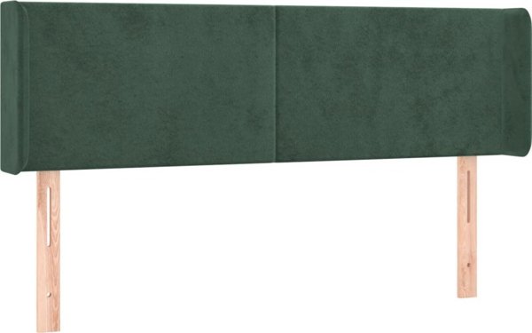 vidaXL Zaglowek do lozka z LED, ciemnozielony, 147x16x78/88 cm, aksamit