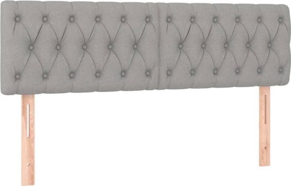 vidaXL Κεφαλάρι κρεβατιού με LED, ανοιχτό γκρι, 144x7x78/88 cm, ύφασμα