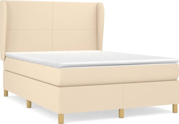 vidaXL Κρεβάτι Continental με Στρώμα, Κρεμ, Ύφασμα, 140x200 εκ