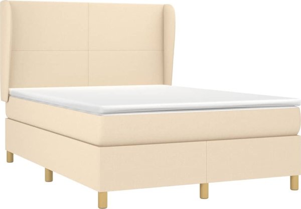 vidaXL Κρεβάτι Continental με Στρώμα, Κρεμ, Ύφασμα, 140x200 εκ