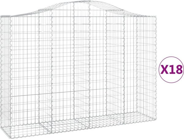 vidaXL Kosze gabionowe, 18 τεμ, 200x50x140/160 εκ, γαλβανισμένο σίδερο