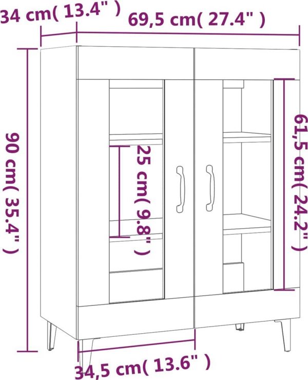 vidaXL Ντουλάπι, λευκό, 69,5x34x90 εκ.