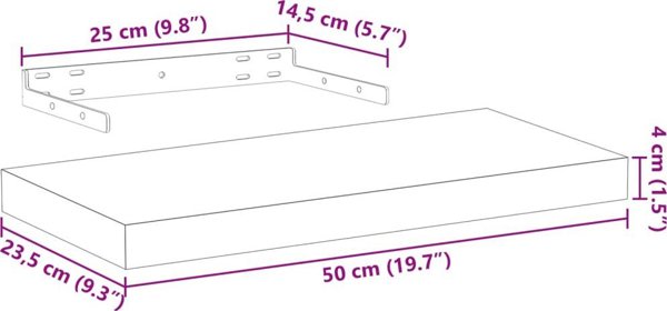 vidaXL Ράφια 50x23,5x4 cm από Ξύλο