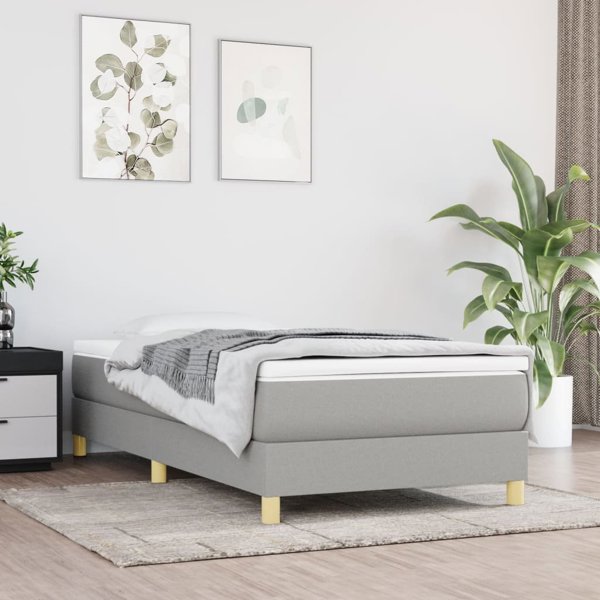 vidaXL Κρεβάτι continental ανοιχτό γκρι, επενδεδυμένο με ύφασμα, 100x200 εκ.