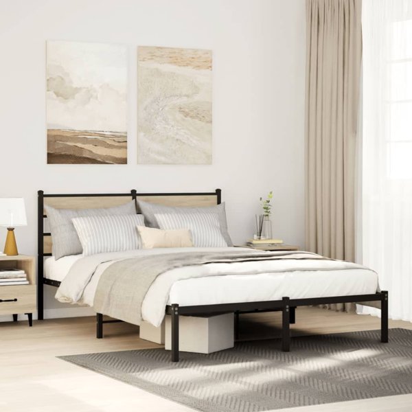 vidaXL Metalowa rama lozka bez materaca dab sonoma 140x190 cm