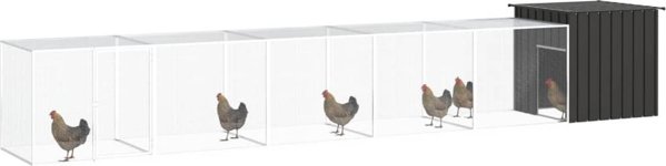 vidaXL Κλουβί για κοτόπουλα, ανθρακί, 600x91x100 cm, γαλβανισμένο ατσάλι
