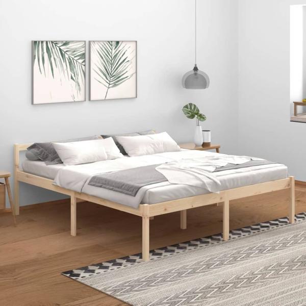 vidaXL Σκελετός κρεβατιού, μασίφ πεύκο, 180x200 εκ., 6FT Super King