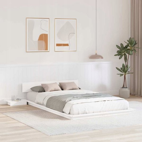 vidaXL Πλαίσιο κρεβατιού λευκό 120 x 200 cm ξύλο