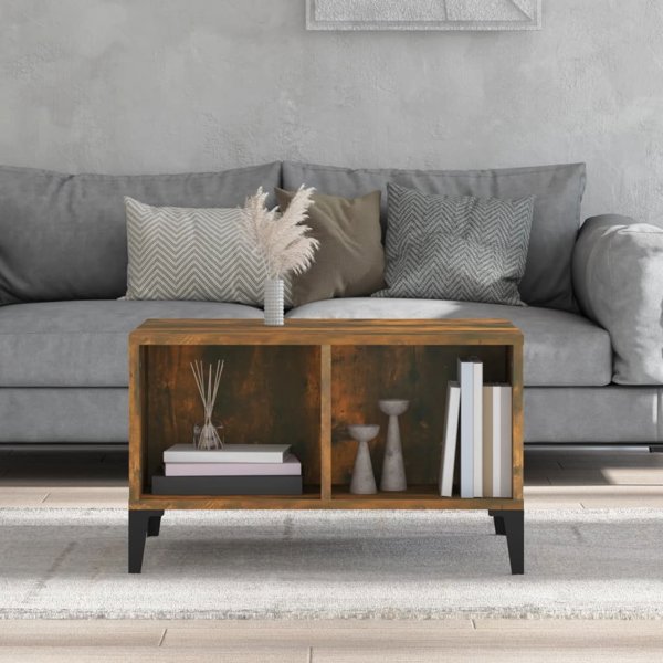 vidaXL Τραπέζι καφέ, καπνιστό ντόμπ, 60x50x36,5 εκ.