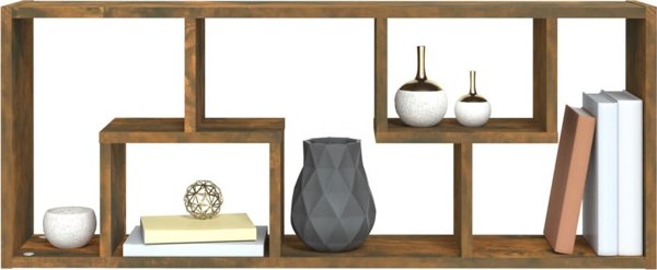 vidaXL Επιτοίχια ραφιέρα καπνισμένος δρυς 36x16x90 cm