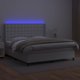 vidaXL Κρεβάτι κοντινεντάλ με στρώμα και LED, λευκό οικοδέρμα, 160x200cm