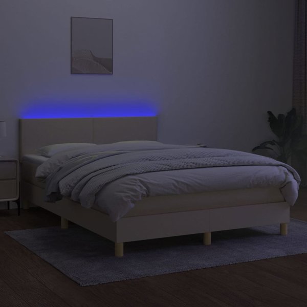 vidaXL Κρεβάτι kontynentalne με στρώμα, κρεμ, 140x200 cm, ύφασμα