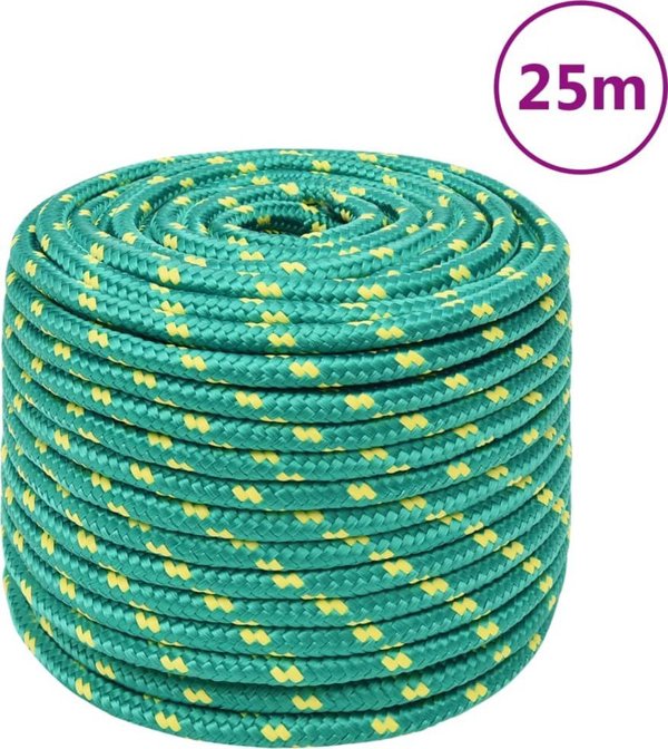 vidaXL Linka zeglarska, zielona, 14 mm, 25 m, polipropylen