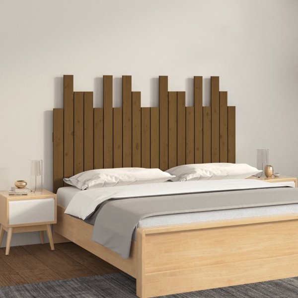 vidaXL Κεφαλάρι κρεβατιού, μέλι καφέ, 127,5x3x80 cm, κόντρα πλακέ πεύκου