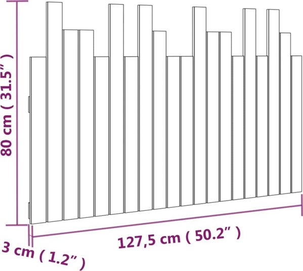 vidaXL Κεφαλάρι κρεβατιού, μέλι καφέ, 127,5x3x80 cm, κόντρα πλακέ πεύκου