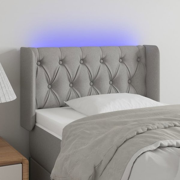 vidaXL Κεφαλάρι Κρεβατιού με LED, Ανοιχτό Γκρι, 83x16x78/88 εκ, Ύφασμα