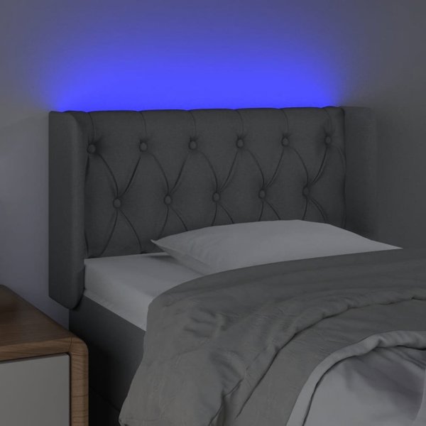 vidaXL Κεφαλάρι Κρεβατιού με LED, Ανοιχτό Γκρι, 83x16x78/88 εκ, Ύφασμα