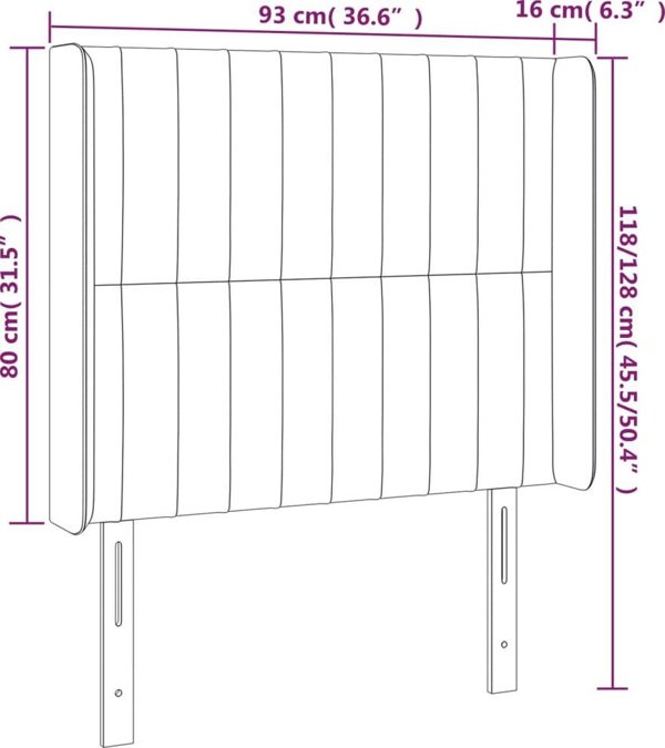 vidaXL Κεφαλάρι κρεβατιού με LED σκούρο καφέ 93x16x118/128 εκ ύφασμα