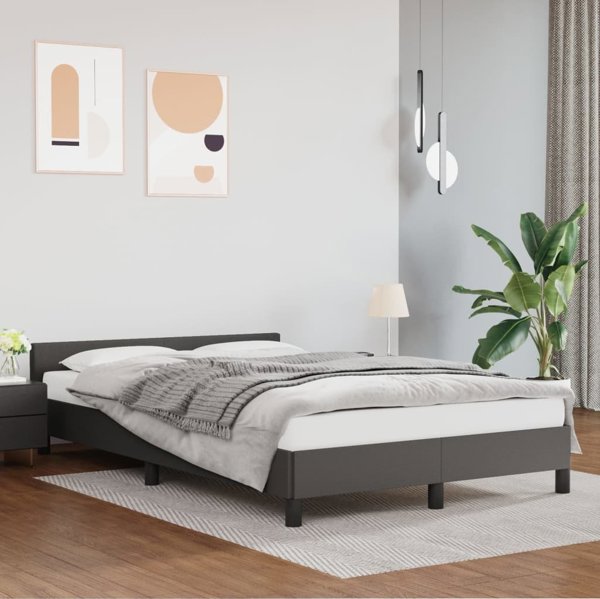 vidaXL Rama κρεβατιού με προσκέφαλο, γκρι, 120x200 εκ, συνθετικό δέρμα