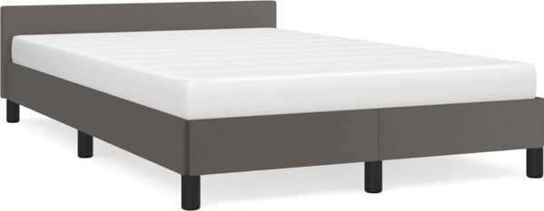 vidaXL Rama κρεβατιού με προσκέφαλο, γκρι, 120x200 εκ, συνθετικό δέρμα