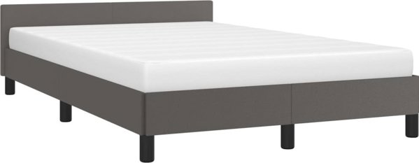 vidaXL Rama κρεβατιού με προσκέφαλο, γκρι, 120x200 εκ, συνθετικό δέρμα