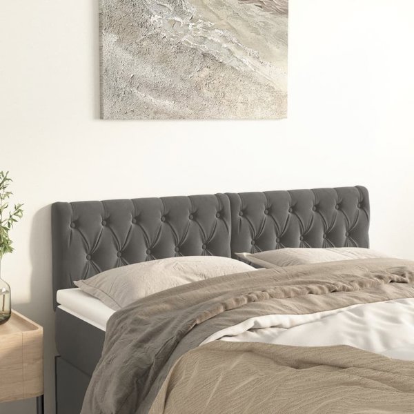 vidaXL Zaglowki do lozka, 2 τεμ., σκούρο γκρι, 72x7x78/88 εκ., βελούδο