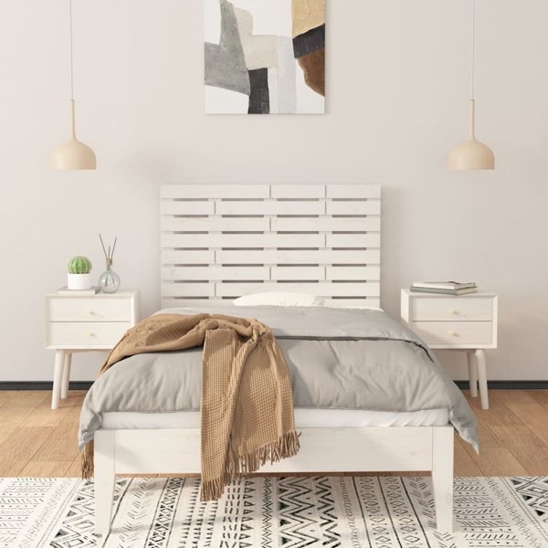 Κεφαλάρι κρεβατιού, λευκό, 106x3x63 cm, μασίφ πεύκο