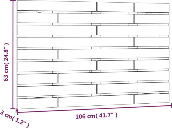 Κεφαλάρι κρεβατιού, λευκό, 106x3x63 cm, μασίφ πεύκο