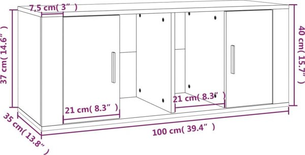 vidaXL Έπιπλο Τηλεόρασης Καρυδιά Καπνισμένη 100x35x40 εκ.